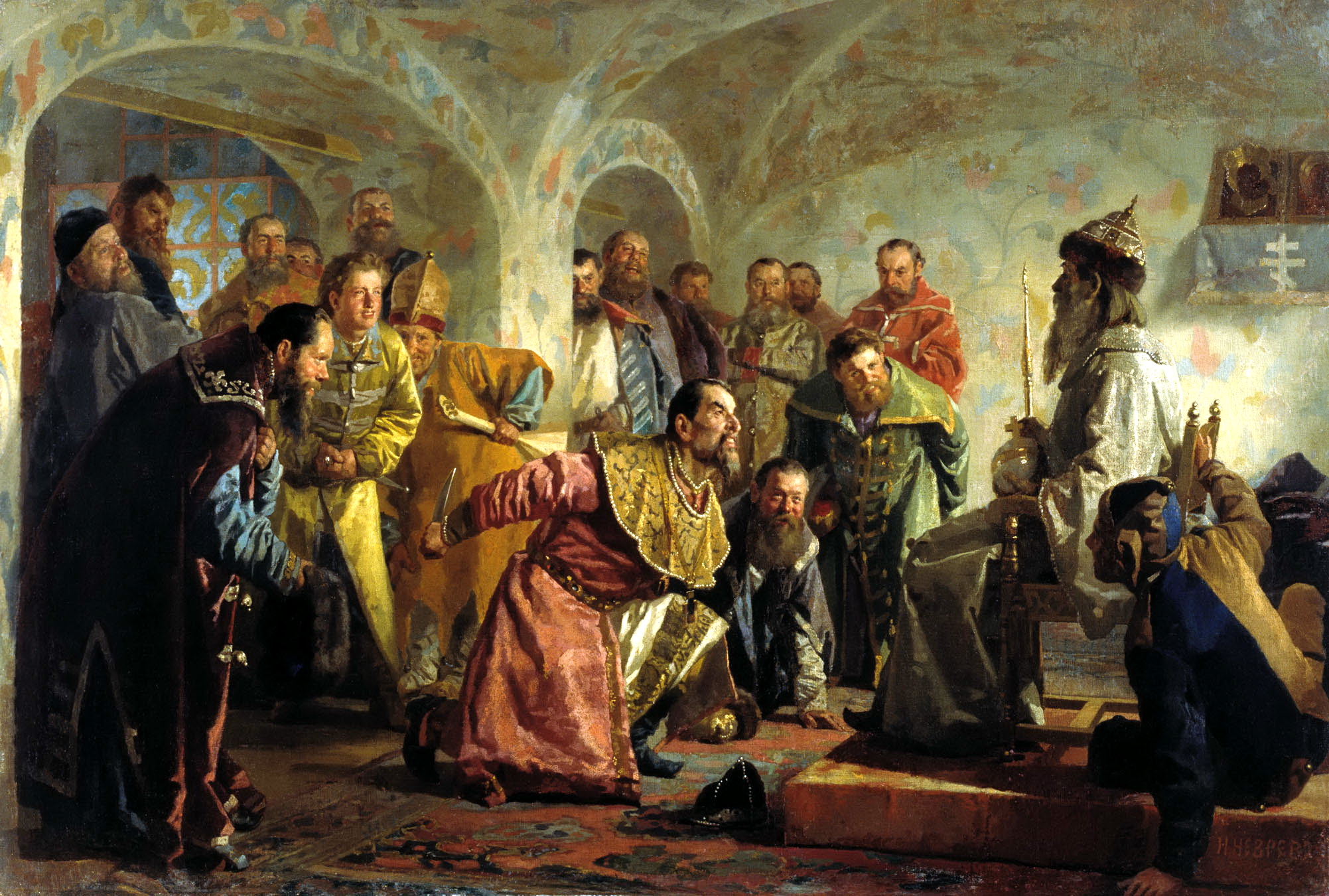 10 16 века. Опричники картина Ивана Грозного Неврев.